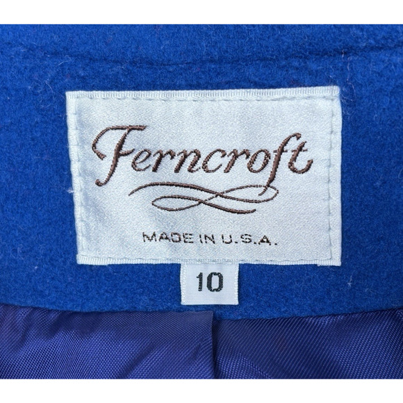 Vintage Ferncroft Full Length Wool Coat Women's 10 Cobalt Blue Double Breasted - Picture 14 of 15